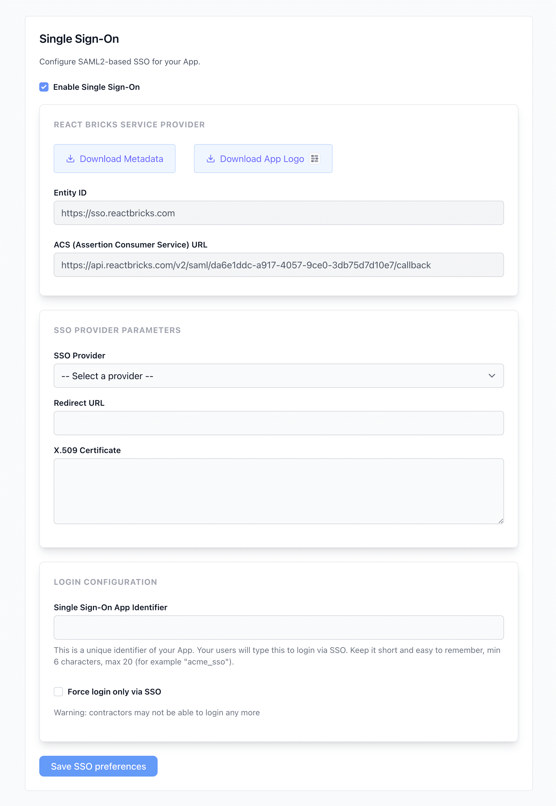 React Bricks SSO and MFA