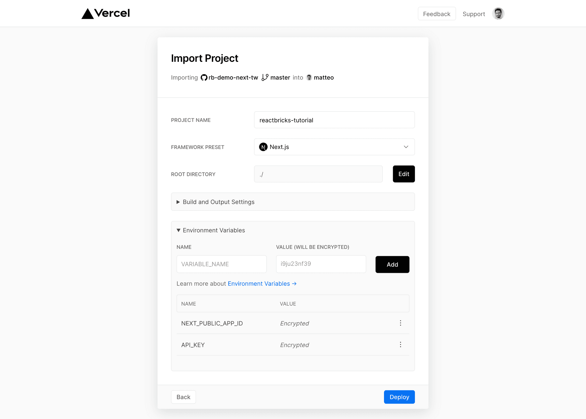 Environment variables on Vercel